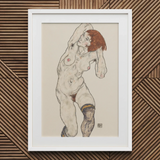 Nude in Black Stockings - Egon Schiele Art Print / Canvas, Egon Schiele’s Nude, Black Stockings Art, Schiele Art Print