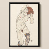 Nude in Black Stockings - Egon Schiele Art Print / Canvas, Egon Schiele’s Nude, Black Stockings Art, Schiele Art Print