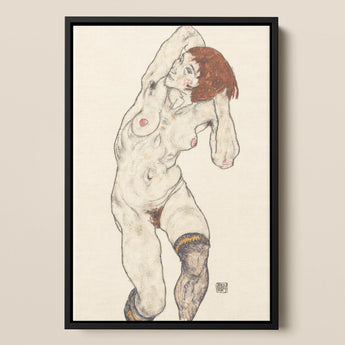 Nude in Black Stockings - Egon Schiele Art Print / Canvas, Egon Schiele’s Nude, Black Stockings Art, Schiele Art Print
