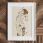 Nude in Black Stockings - Egon Schiele Art Print