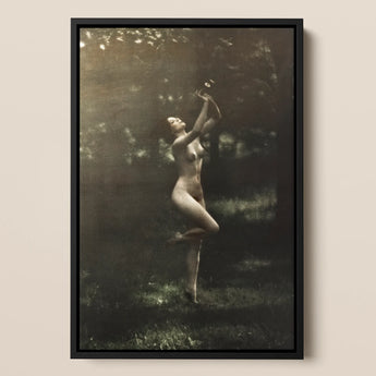 Nude Dancer with Aulos - Arnold Genthe Art Print / Canvas, 12x18’’ / 31x46cm / Black Frame, Posters Prints & Visual Artwork, Toby Leon