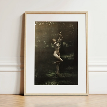 Nude Dancer with Aulos - Arnold Genthe Art Print / Canvas, 12x18’’ / 31x46cm / Natural Frame / Matboard, Posters Prints & Visual Artwork,