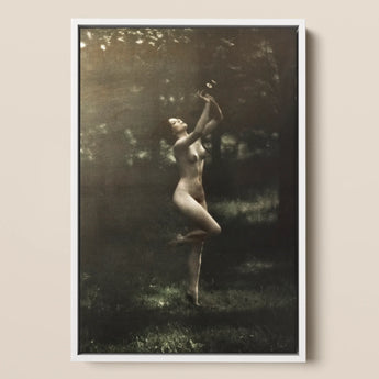 Nude Dancer with Aulos - Arnold Genthe Art Print / Canvas, 12x18’’ / 31x46cm / White Frame, Posters Prints & Visual Artwork, Toby Leon