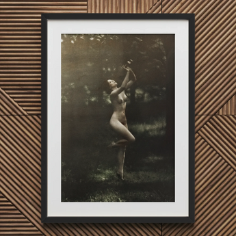 Nude Dancer with Aulos - Arnold Genthe Art Print / Canvas, 20x30’’ / 51x76cm / Black Frame / Matboard, Posters Prints & Visual Artwork,