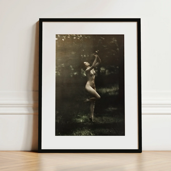 Nude Dancer with Aulos - Arnold Genthe Art Print / Canvas, Nude Dancer, Arnold Genthe’s Nude, Genthe’s Nude Dancer, Left Knee Folds, Arnold