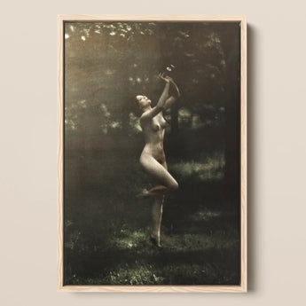 Nude Dancer with Aulos - Arnold Genthe Art Print / Canvas, Nude Dancer, Arnold Genthe’s Nude, Genthe’s Nude Dancer, Left Knee Folds, Arnold