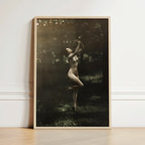 Nude Dancer with Aulos - Arnold Genthe Art Print / Canvas Framed Black-and-white Photograph Woman Outdoor Encased Light-colored, Genthe’s,
