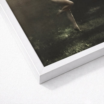 Nude Dancer with Aulos - Arnold Genthe Art Print / Canvas White Framed Dark Moody Photograph Bare, Genthe’s, Left Knee Folds, Prints
