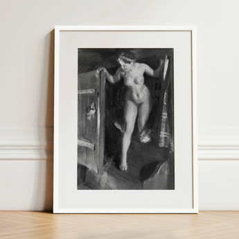 Nude Girl in Doorway - Anders Zorn Art Print / Canvas, 12x18’’ / 31x46cm / White Frame / Matboard, Posters Prints & Visual Artwork, Toby