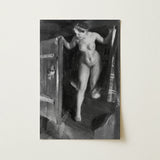 Nude Girl in Doorway - Anders Zorn Art Print / Canvas Black-and-white Oil Painting Nude Female Figure Interior Doorway Anders Zorn, Zorn