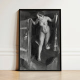 Nude Girl in Doorway - Anders Zorn Art Print / Canvas Black-framed Monochrome Painting Female Figure Expressive Impressionistic, Paints,