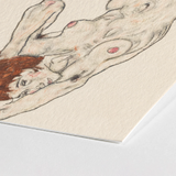 Nude in Black Stockings - Egon Schiele Art Print / Canvas Delicate Cream-colored Paper Stylized Illustration Two Figures Schiele’s, Prints