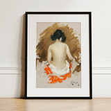 Nude Japanese Woman - William Merritt Chase Art Print / Canvas, 12x16’’ / 31x41cm / Black Frame / Matboard, Posters Prints & Visual