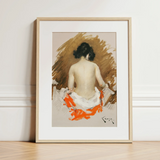 Nude Japanese Woman - William Merritt Chase Art Print / Canvas, 12x16’’ / 31x41cm / Natural Frame / Matboard, Posters Prints & Visual