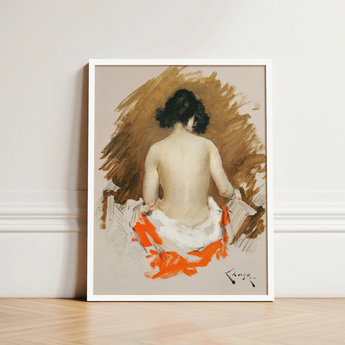 Nude Japanese Woman - William Merritt Chase Art Print / Canvas Framed Painting Orange White Garment Set Textured, Chase’s Bold Exploration,