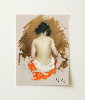 Rectangular Art Print Woman Dark Hair Seated Profile William Merritt Chase, Chase’s Bold Exploration, Nude Japanese