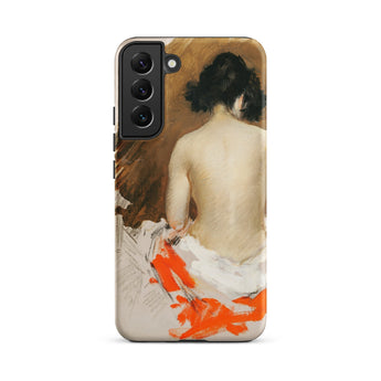 Nude Japanese Woman - William Merritt Chase Phone Case Samsung Galaxy S22 Plus / Matte Phone Case Painted Depiction Nude Figure Dark Hair