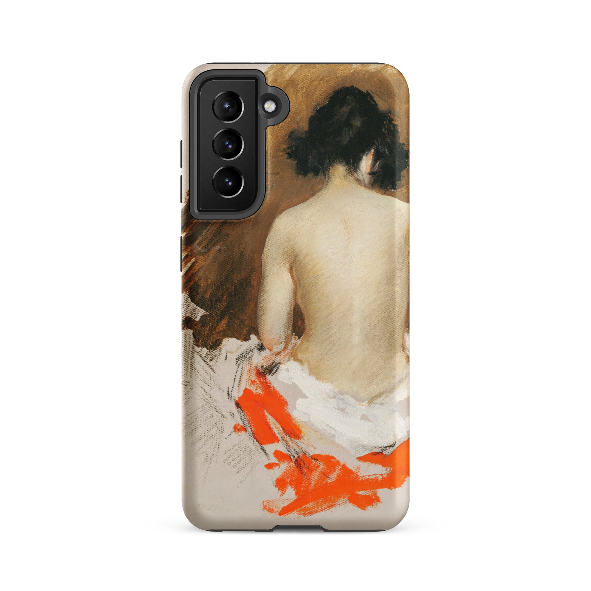 Nude Japanese Woman William Merritt Chase Samsung Case, Galaxy S21 Fe / Matte, Phone Case Classical Painting Woman Exposed White Orange