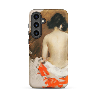 Nude Japanese Woman - William Merritt Chase Samsung Case, Galaxy S24 Plus / Matte, Smartphone Case Classical Painting Woman Partially