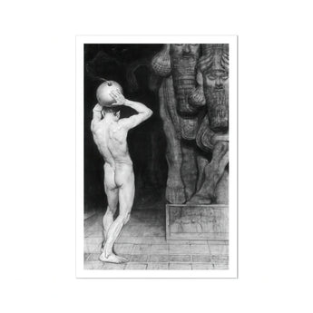 The Anarchist - Sascha Schneider Art Print, Nude Figure Classical Contrapposto Pose Arm Raised Head