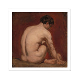 Male Nude from the Back - William Etty Art Print, Nude Figure Seated Turned Painted Classical Academic Style