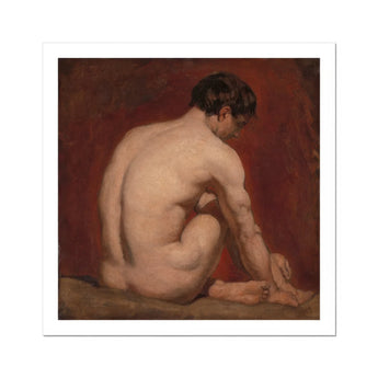 Male Nude from the Back - William Etty Art Print, Nude Figure Seated Turned Painted Classical Academic Style