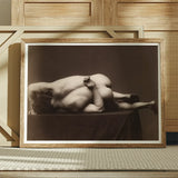 Nude Man from the Back - Hermann Heid Art Print / Canvas Sepia-toned Framed Photograph Two Figures Intimate Pose Male, Heid’s Studio, Form