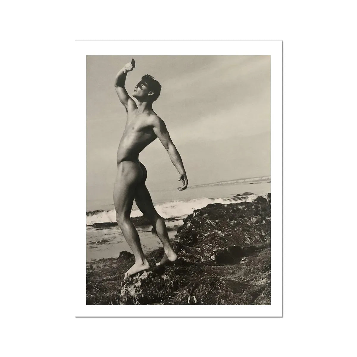 Nude Man At Beach - Forrester Millard By Bob Mizer Art Print - Posters Prints & Visual Artwork - Aesthetic Art