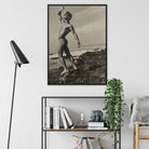 Nude Man at Beach - Forrester Millard by Bob Mizer Framed Canvas, Black White Vintage Photograph Dancer Gracefully