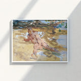 Watercolor Painting White Frame Nude Figure Sandy Ground John Singer Sargent, Sucker Punch, Art