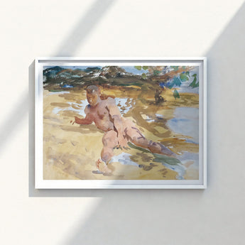 Watercolor Painting White Frame Depicts Nude Figure Sandy John Singer Sargent, Sucker Punch, Art