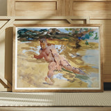 Nude Man on Beach - John Singer Sargent Art Print, Framed Watercolor Painting Figure Beach