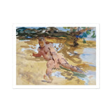 Nude Man on Beach - John Singer Sargent Art Print, Watercolor Painting Figure Beach