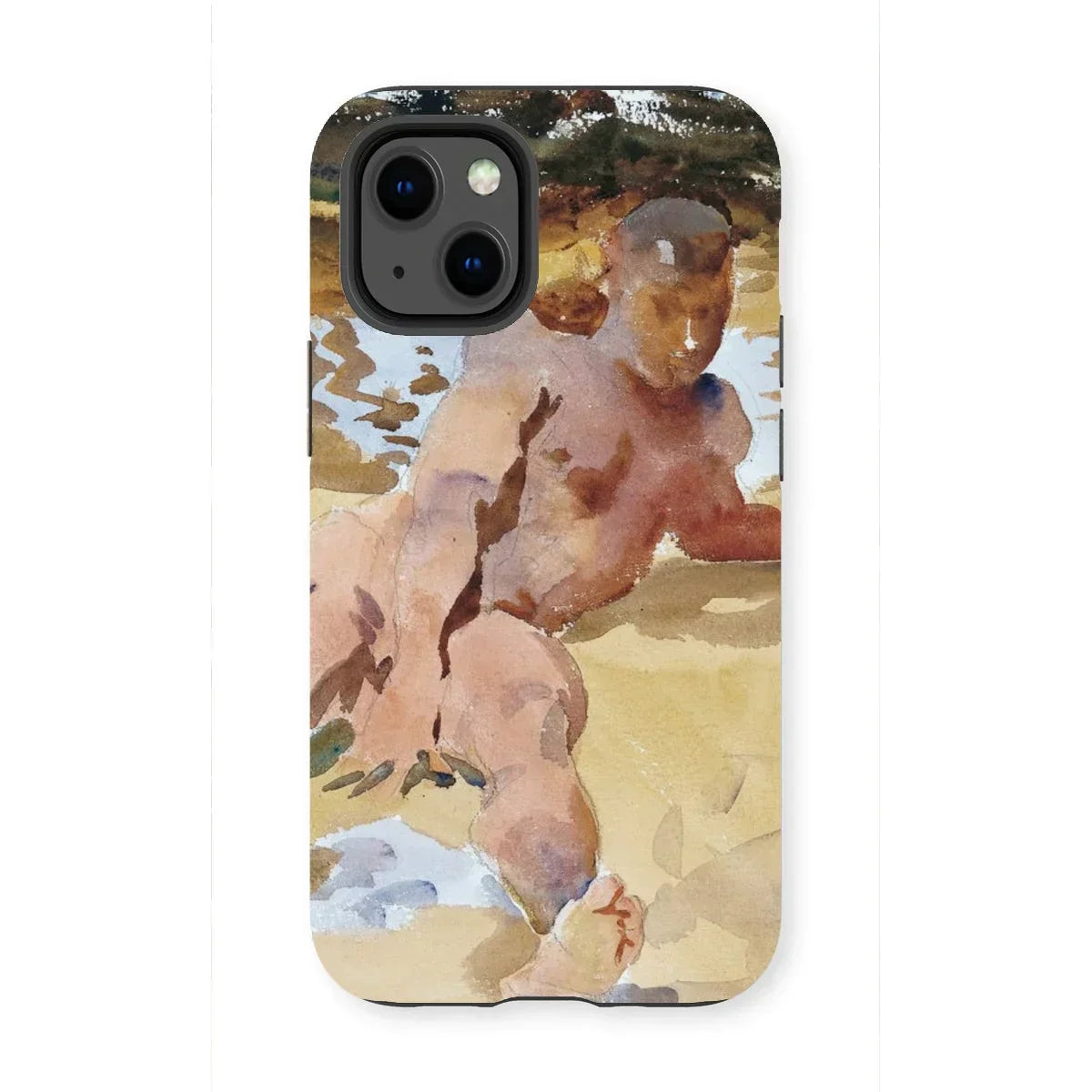 Nude Man on Beach - John Singer Sargent Iphone Case, 13 Mini / Matte, Iphone Case Watercolor Painting Cherub Baby Angel
