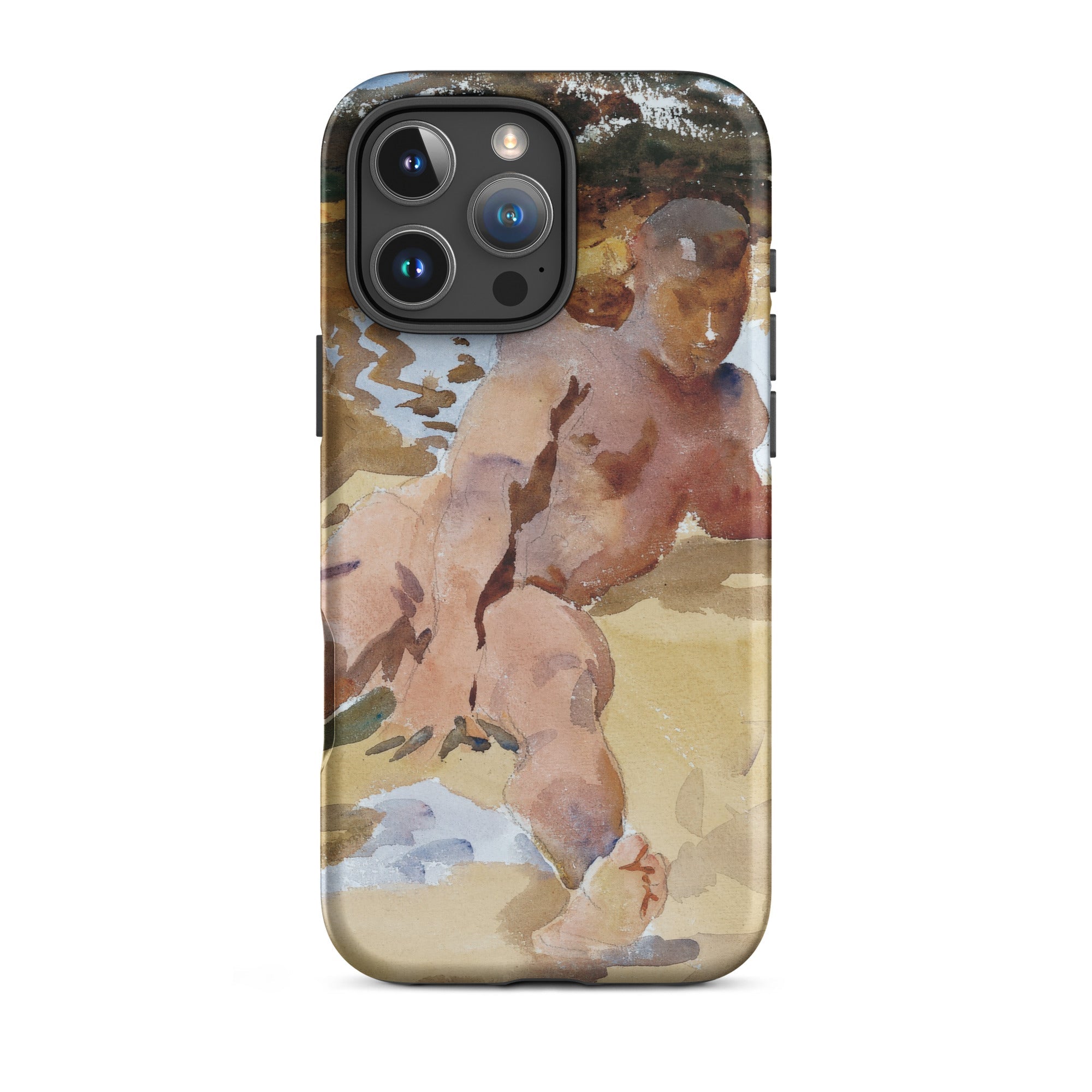 Nude Man on Beach - John Singer Sargent Iphone Case, 16 Pro Max / Matte, Phone Case Watercolor Painting