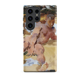 Nude Man on Beach - John Singer Sargent Phone Case Samsung Galaxy S23 Ultra / Matte Phone Case Watercolor Painting Nude Figure Earthy Tones