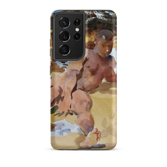 Nude Man on Beach - John Singer Sargent Samsung Case, Galaxy S21 Ultra / Matte, Smartphone Case Watercolor Painting Person Water