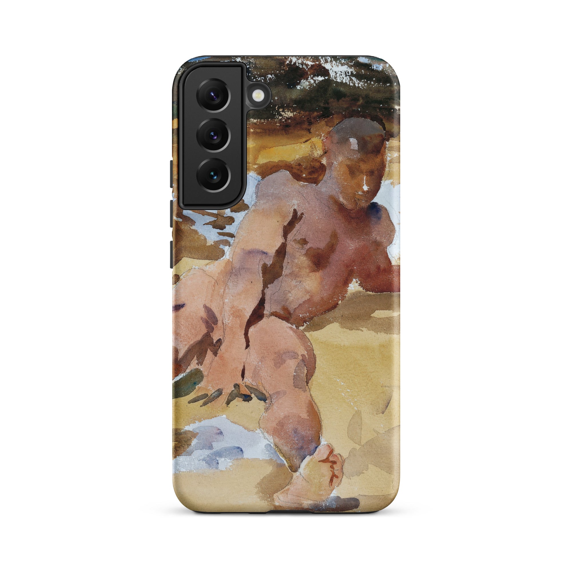 Nude Man on Beach John Singer Sargent Samsung Case, Galaxy S22 Plus / Matte, Smartphone Case Watercolor Style Illustration Nude Man Sandy