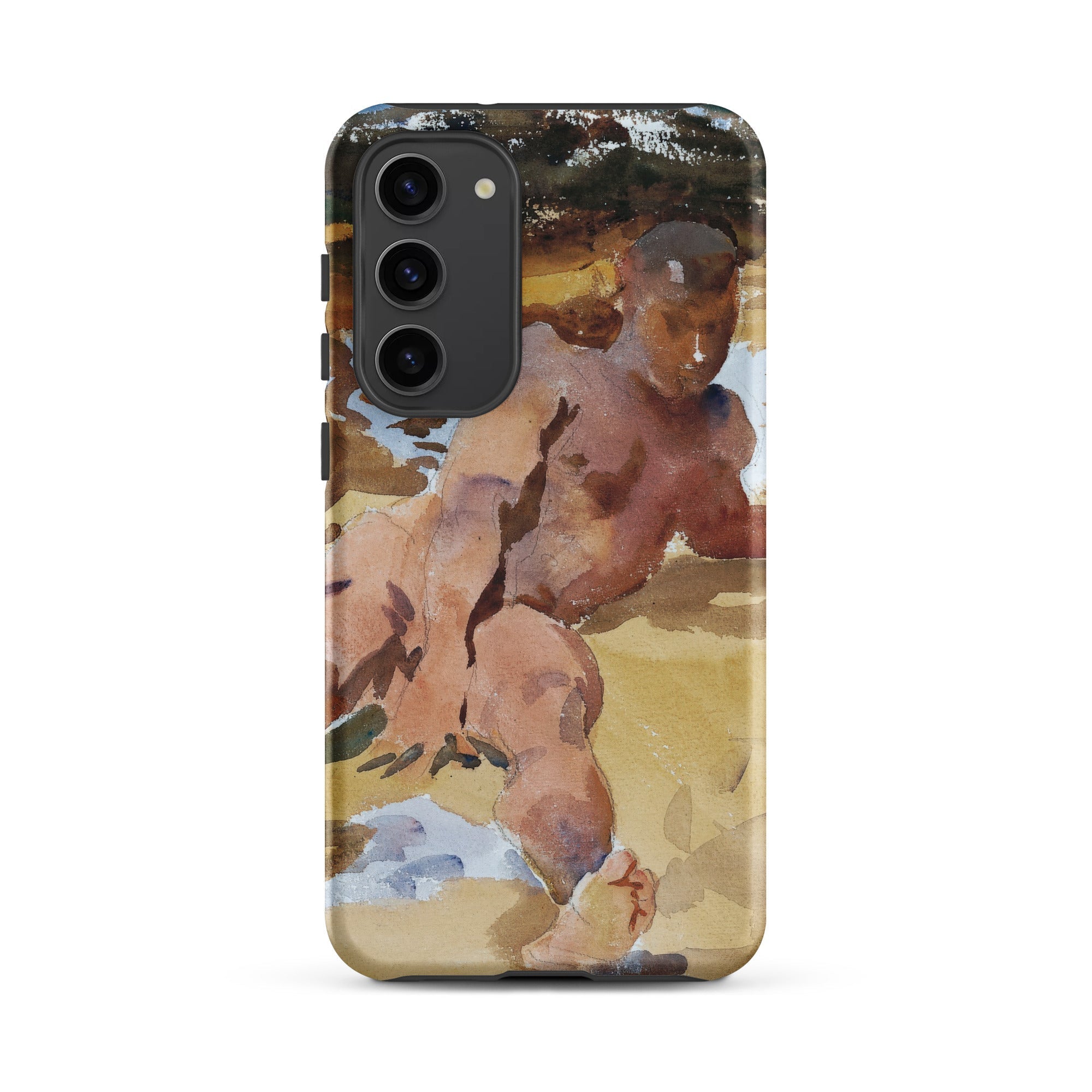 Nude Man on Beach John Singer Sargent Samsung Case, Galaxy S23 Plus / Matte, Smartphone Case Watercolor Painting Man Beach