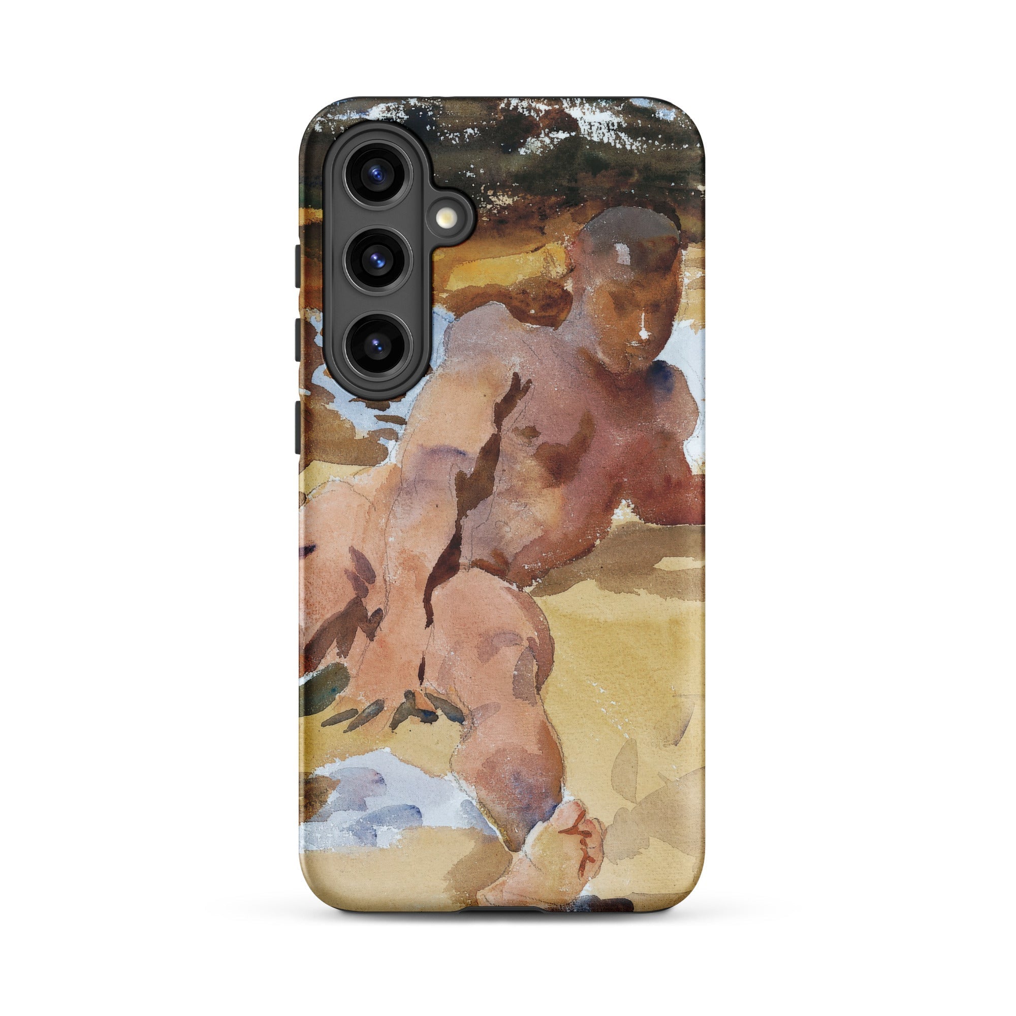 Nude Man on Beach John Singer Sargent Samsung Case, Galaxy S24 Plus / Matte, Phone Case Watercolor Painting Person Beach
