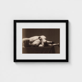 Black-framed Art Print Sepia-toned Photograph Two Nude Figures Male, Hermann Heid’s Studio, Form Answering, Albumen Silver, Viennese