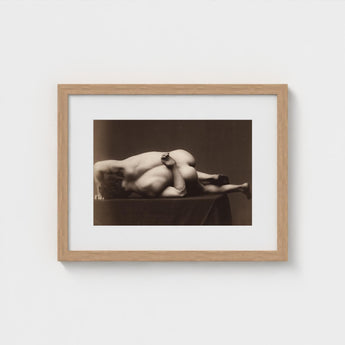 Minimalist Wooden-framed Art Print Sepia-toned Photograph Nude Figure Male, Hermann Heid’s Studio, Form Answering, Albumen Silver, Viennese