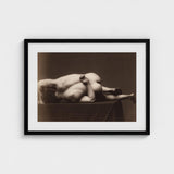 Black-framed Art Print Sepia-toned Photograph Two Nude Figures Male, Hermann Heid’s Studio, Form Answering, Albumen Silver, Viennese