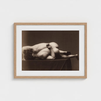 Sepia-toned Photographic Print Light Wood Frame Two Nude Male, Hermann Heid’s Studio, Form Answering, Albumen Silver, Viennese Académie