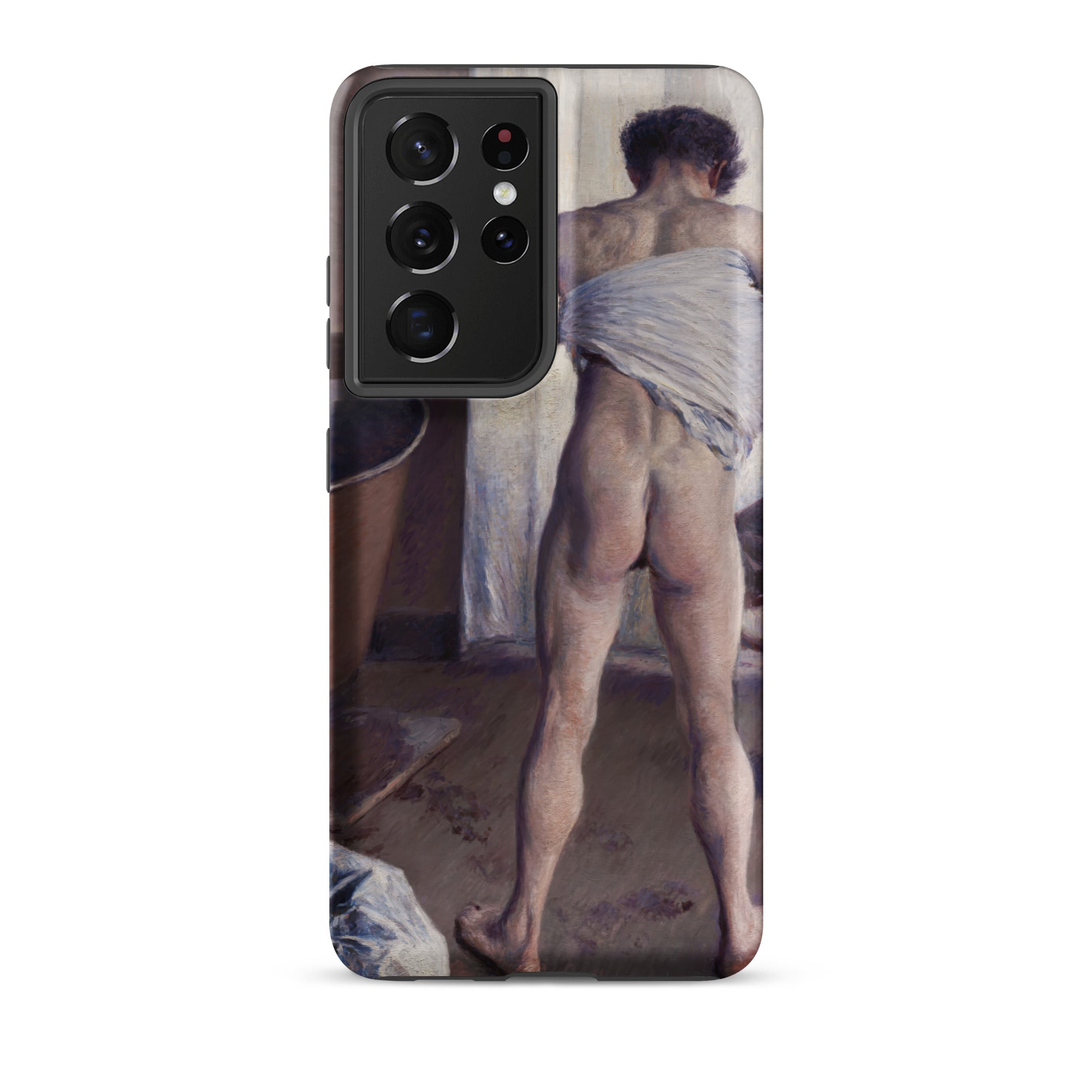 Nude Man at His Bath Gustave Caillebotte Samsung Case, Galaxy S21 Ultra / Matte, Black Smartphone Case Nude Painting Person