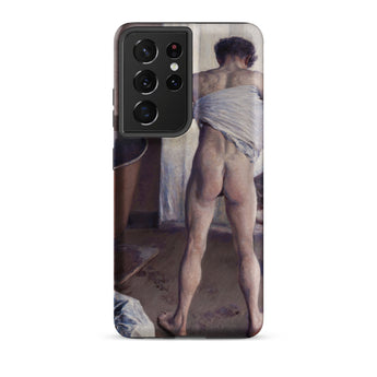 Nude Man at His Bath - Gustave Caillebotte Samsung Case, Galaxy S21 Ultra / Matte, Black Smartphone Case Nude Painting Person