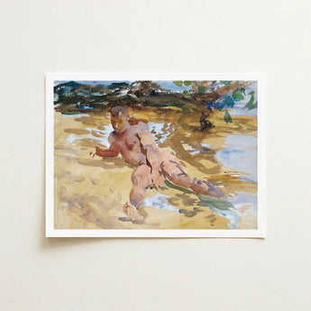 Nude Man on Beach - John Singer Sargent Art Print / Canvas, Watercolor Sucker Punch, Prints