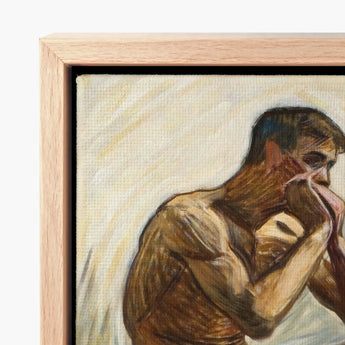 Nude Man Playing Harmonica - Eugene Jansson Art Print / Canvas Framed Earthy Tones Figure Housed, Lips Sealed, Instrument Hums Prints