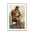 Nude Man Playing Harmonica - Eugene Jansson Art Print, Framed Nude Male Figure Study