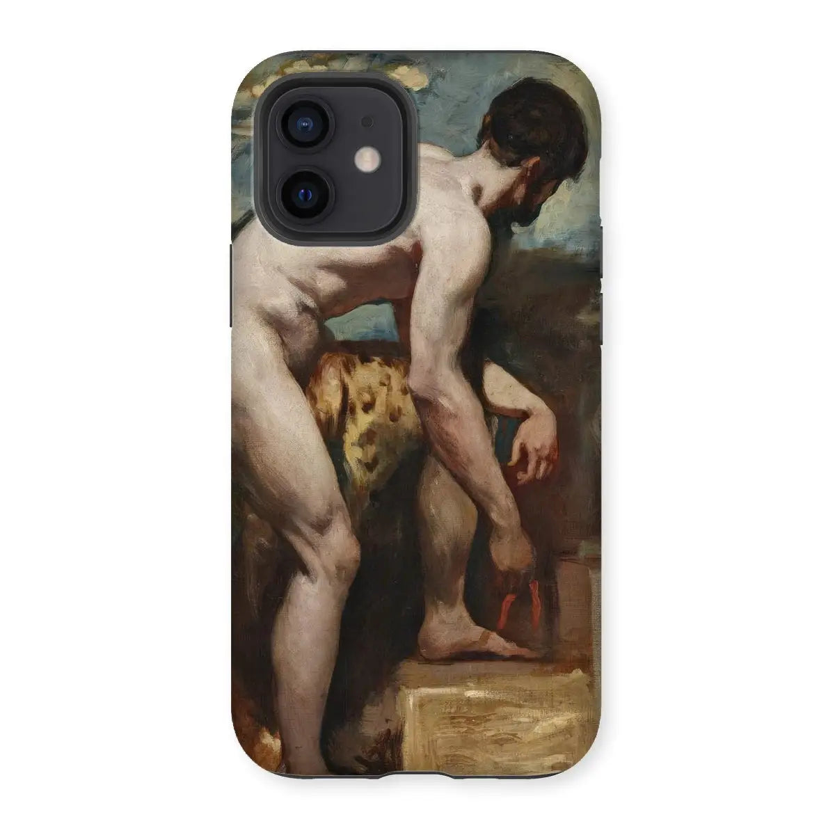 Nude Man Tying His Sandal - William Etty Art Iphone Case - 12 / Matte - Mobile Phone Cases - Aesthetic Art